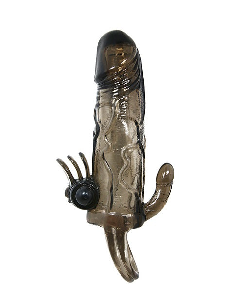 penis sleeve extender vibrator - clear black | Buy Now penis sleeve